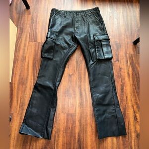 MNML Flared Leather Cargo Pants
